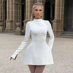 Nina | Refined A-Line Short Dress with Backless Design