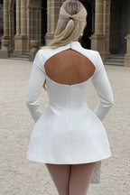 Nina | Refined A-Line Short Dress with Backless Design