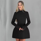 Nina | Refined A-Line Short Dress with Backless Design