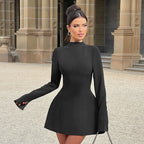 Nina | Refined A-Line Short Dress with Backless Design